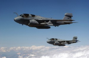 Two US Navy (USN) EA-6B Prowler aircraft fly a refueling mission over Incirlik Air Base (AB) Turkey, in support of Operation NORTHERN WATCH.