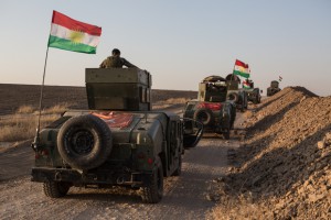 Convoy of the pershmerga who are going to attack 11 villages hold by daesh. One of the village named Qarqasha near the christian village Qaraqosh.