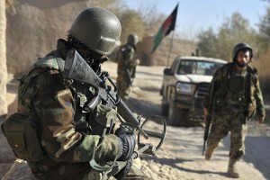 Photographer - Sgt Wes Calder RLC Pictured - ANA(Afghan National Army) soldiers on patrol in the Nad-e Ali district. Nearly 300 UK personnel are supporting 600 Afghan National Army soldiers as they launch one of their most ambitious operations yet in the boundary areas between the districts of  Nad-e Ali, Nahr-e Saraj, and Lashkar Gah. The operation has been planned and driven entirely by the ANA, with ISAF personnel supporting and mentoring parts of the operation - and reporting to Afghan command.